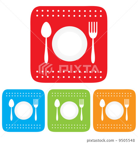 Dish, Fork and spoon icon, restaurant sign Dish, Fork and spoon icon, restaurant sign 9505548