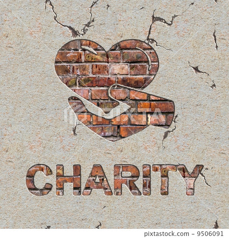 Charity Concept on the Brick Wall. Charity Concept on the Brick Wall. 9506091