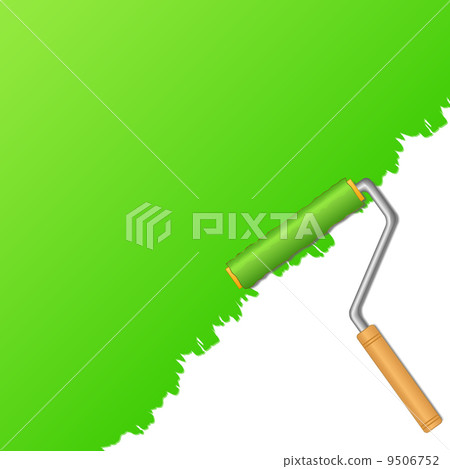 Paint roller and green paint Paint roller and green paint 9506752