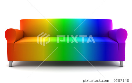 rainbow color couch isolated on white background 9507148