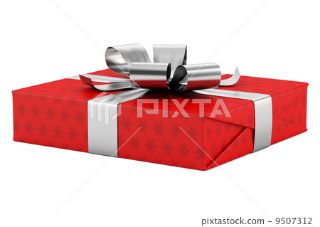 red gift box with silver ribbon isolated on white background red gift box with silver ribbon isolated on white background 9507312