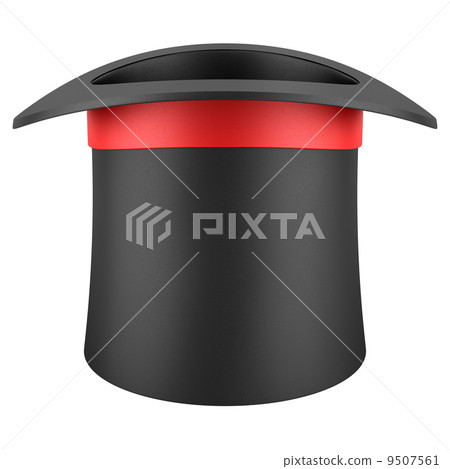 black top hat with red strip isolated on white background black top hat with red strip isolated on white background 9507561