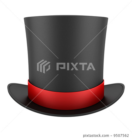black top hat with red strip isolated on white background black top hat with red strip isolated on white background 9507562
