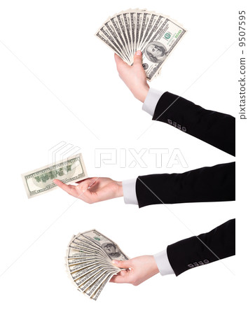 Businessman's hands with dollars isolated 9507595