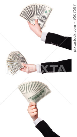 Businessman's hands with dollars isolated 9507597
