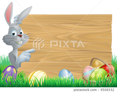 Easter bunny eggs and sign 9508332