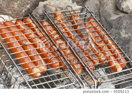 sausages on the grill sausages on the grill 9509213
