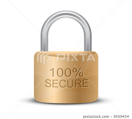 Metallic padlock. 100% Secure Metallic padlock. 100% Secure 9509434