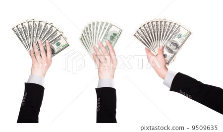 Businessman's hands with dollars isolated 9509635
