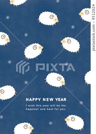 New Year card postcard size sheep illustration New Year card postcard size sheep illustration 9512024