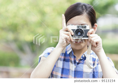 A woman taking a picture with a camera 9513154