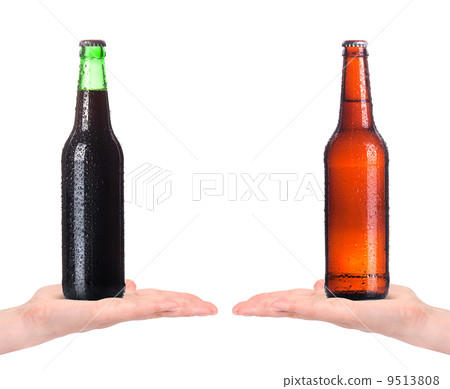 isolated hands with beer bottle 9513808