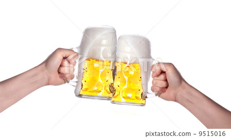 two hands holding beers making a toast 9515016