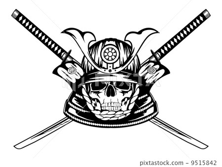skull in samurai helmet and crossed katanas skull in samurai helmet and crossed katanas 9515842
