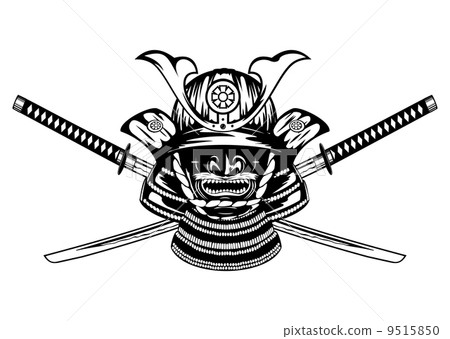 samurai helmet and crossed katanas samurai helmet and crossed katanas 9515850