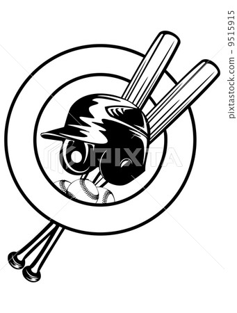 helmet, balls and crossed bats 9515915
