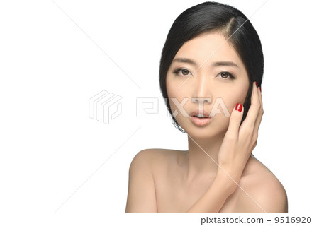 Beauty shot young woman studio isolated white background Beauty shot young woman studio isolated white background 9516920