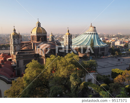 Mexico City Guadalupe Temple View of the old cathedral and the new cathedral from the hill of Tepeyac Mexico City Guadalupe Temple View of the old cathedral and the new cathedral from the hill of Tepeyac 9517371