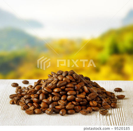 Coffee beans on highlands background 9520185
