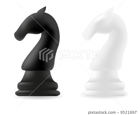 knight chess piece black and white 9521897