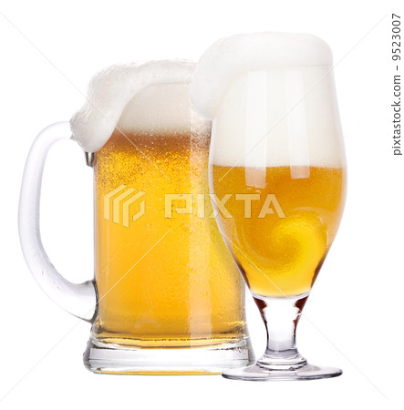 Frosty glass of light beer isolated Frosty glass of light beer isolated 9523007