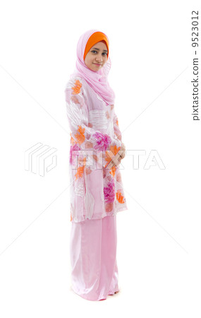 malay muslim girl in headscarf full body and white background malay muslim girl in headscarf full body and white background 9523012
