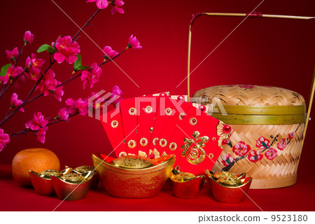 Chinese new year festival decorations, ang pow or red packet and 9523180