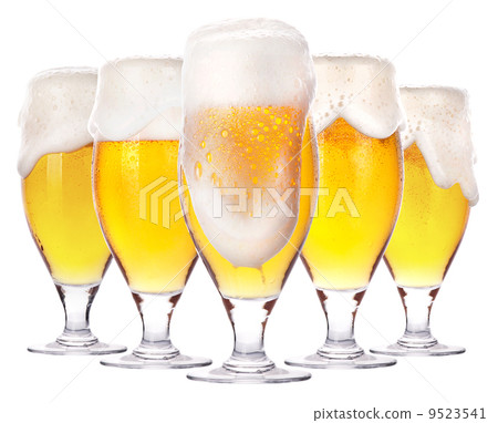Frosty glass of light beer isolated Frosty glass of light beer isolated 9523541