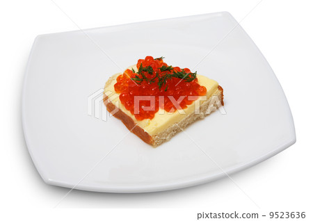 Sandwich with red caviar 9523636