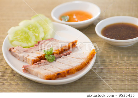 Siu Yuk - Chinese roasted pork served with soy and hoisin sauce. 9525435