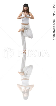 asian girl yoga with isolated white background 9529351