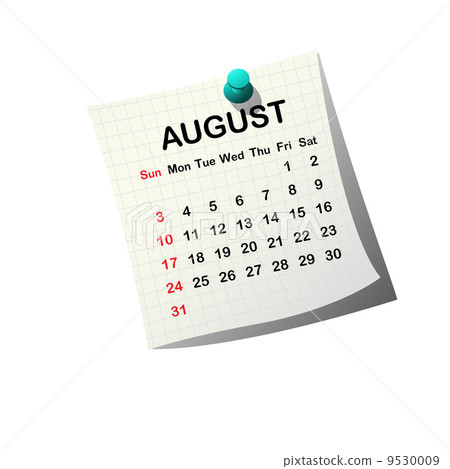 14 Paper Calendar For August Stock Illustration
