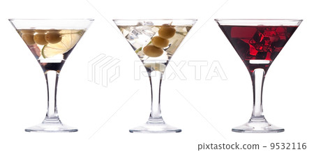 martini with olive and ice set isolated martini with olive and ice set isolated 9532116
