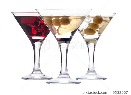 martini with olive and ice set isolated martini with olive and ice set isolated 9532907