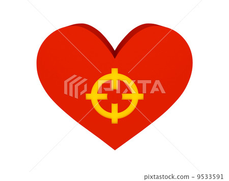 Big red heart with target symbol. Concept 3D illustration Big red heart with target symbol. Concept 3D illustration 9533591