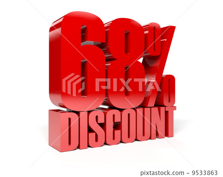 68 percent discount. Red shiny text. Concept 3D illustration. 68 percent discount. Red shiny text. Concept 3D illustration. 9533863