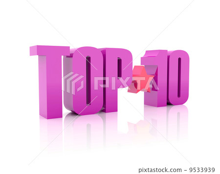 Top ten violet word isolated on white background. 3D illustration. Top ten violet word isolated on white background. 3D illustration. 9533939