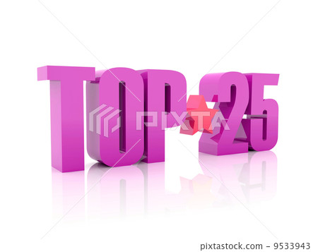 Top twenty-five violet word isolated on white background. 3D illustration. Top twenty-five violet word isolated on white background. 3D illustration. 9533943