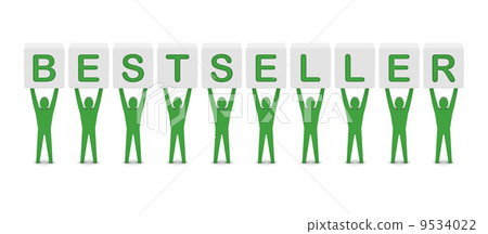 Men holding the word bestseller. Concept 3D illustration. 9534022
