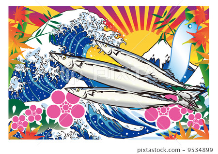 Sanma Big Catch Flag Illustration Letter None Stock Illustration