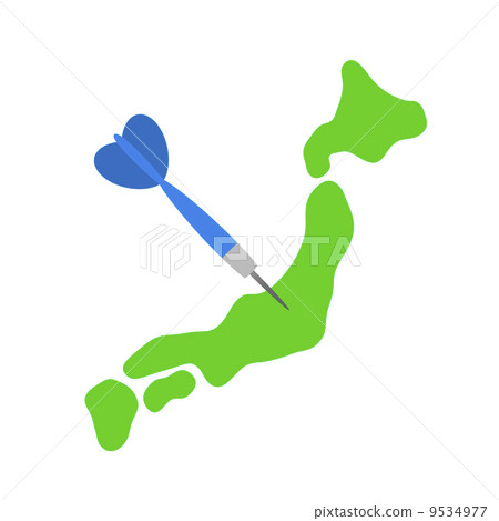 飛鏢卡在日本地圖上 9534977