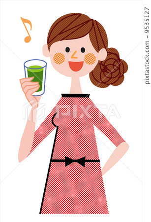 A woman drinking green juice 9535127