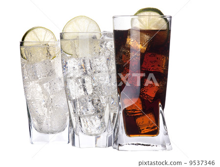 Fresh cola drink background with ice 9537346