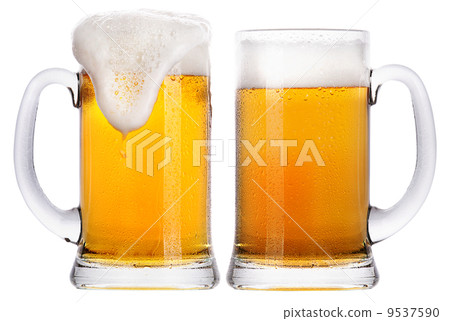 Frosty glass of light beer set isolated Frosty glass of light beer set isolated 9537590