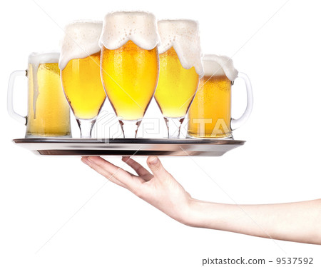 tray full of beer. celebration concept tray full of beer. celebration concept 9537592