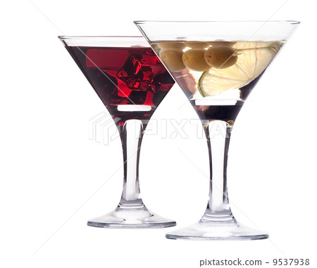martini with olive and ice set isolated martini with olive and ice set isolated 9537938