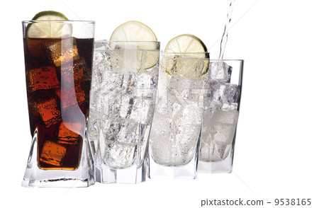 Fresh cola drink background with ice 9538165