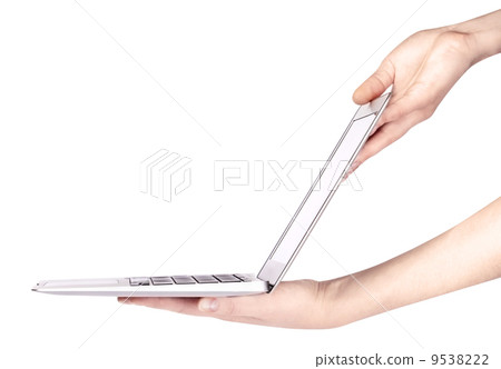 laptop with woman hand isolated laptop with woman hand isolated 9538222