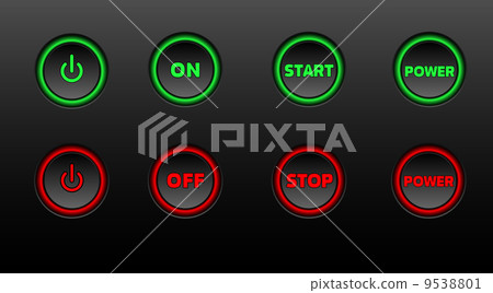 Neon buttons vector icon set on black bacground - Stock Illustration ...