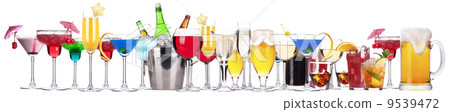 different alcohol drinks set 9539472